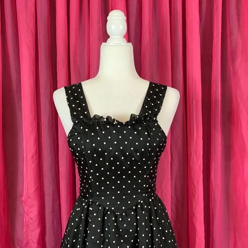 Vintage 80s Gunne Sax Polka Dot Maxi‎ Dress Size 3